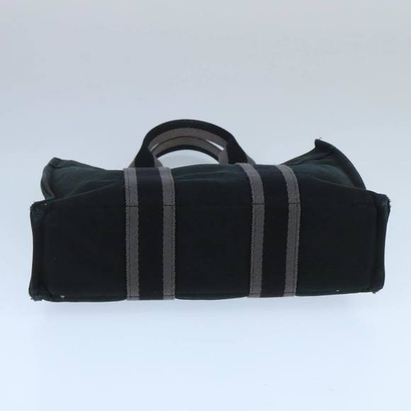 HERMES Fourre Tout PM Hand Bag Canvas Black Gray Silver Auth ti2255 - Picture 5 of 16